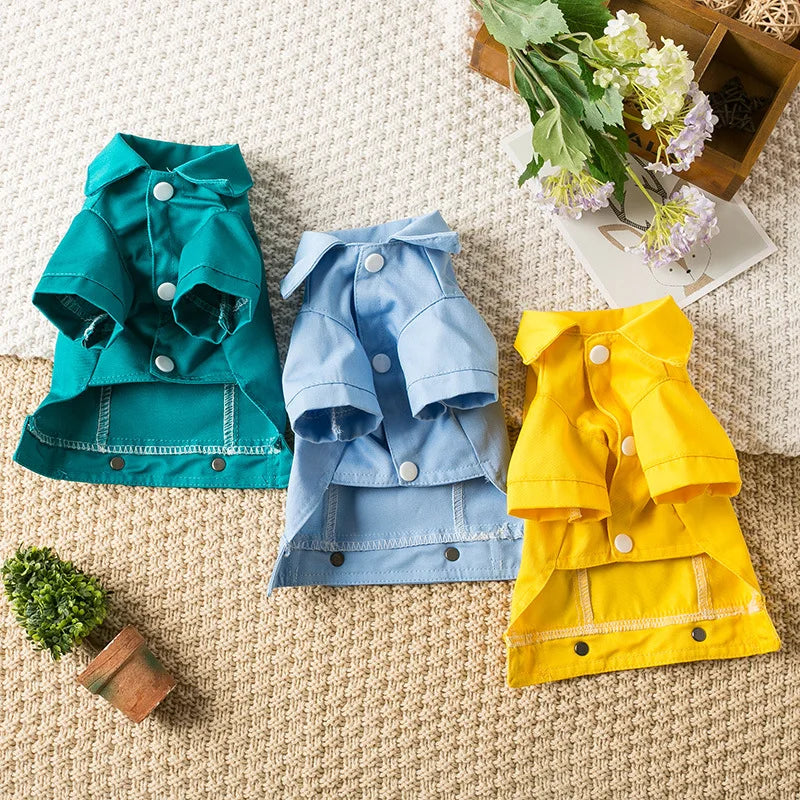 Pet Denim Jacket with Leash Holes — Lightweight Spring & Autumn Dog & Cat Clothes
