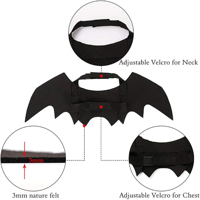 Halloween Bat Wings Costume for Dogs & Cats — Collar Lead & Cosplay Dress-Up Accessories