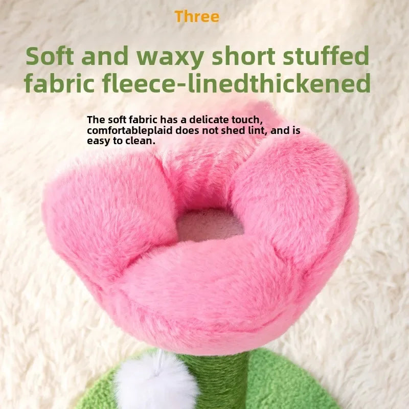 Tulip Cat Tower with Sisal Scratching Post & Kitten Teaser