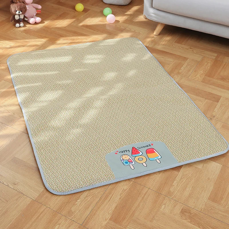 Summer Cooling Mat - Oversized Breathable Bamboo Rattan Pet Mat