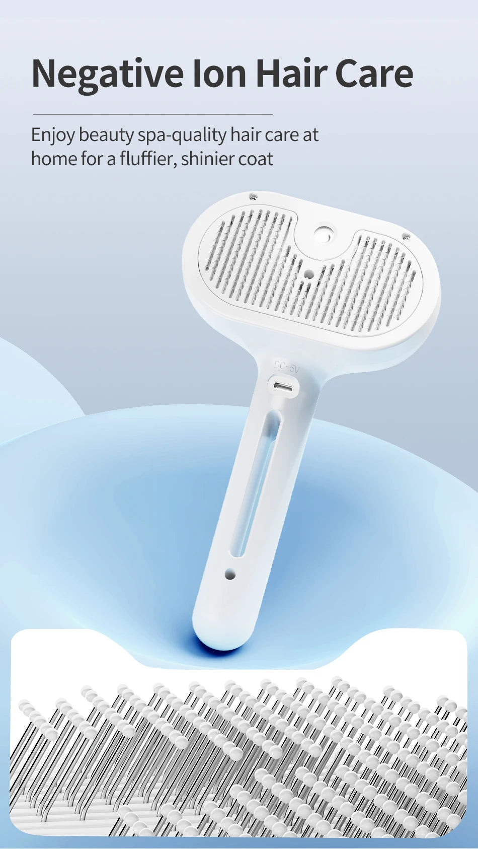 Brosse à vapeur pour poils d'animaux — Brosse de toilettage électrique pour chats et chiens