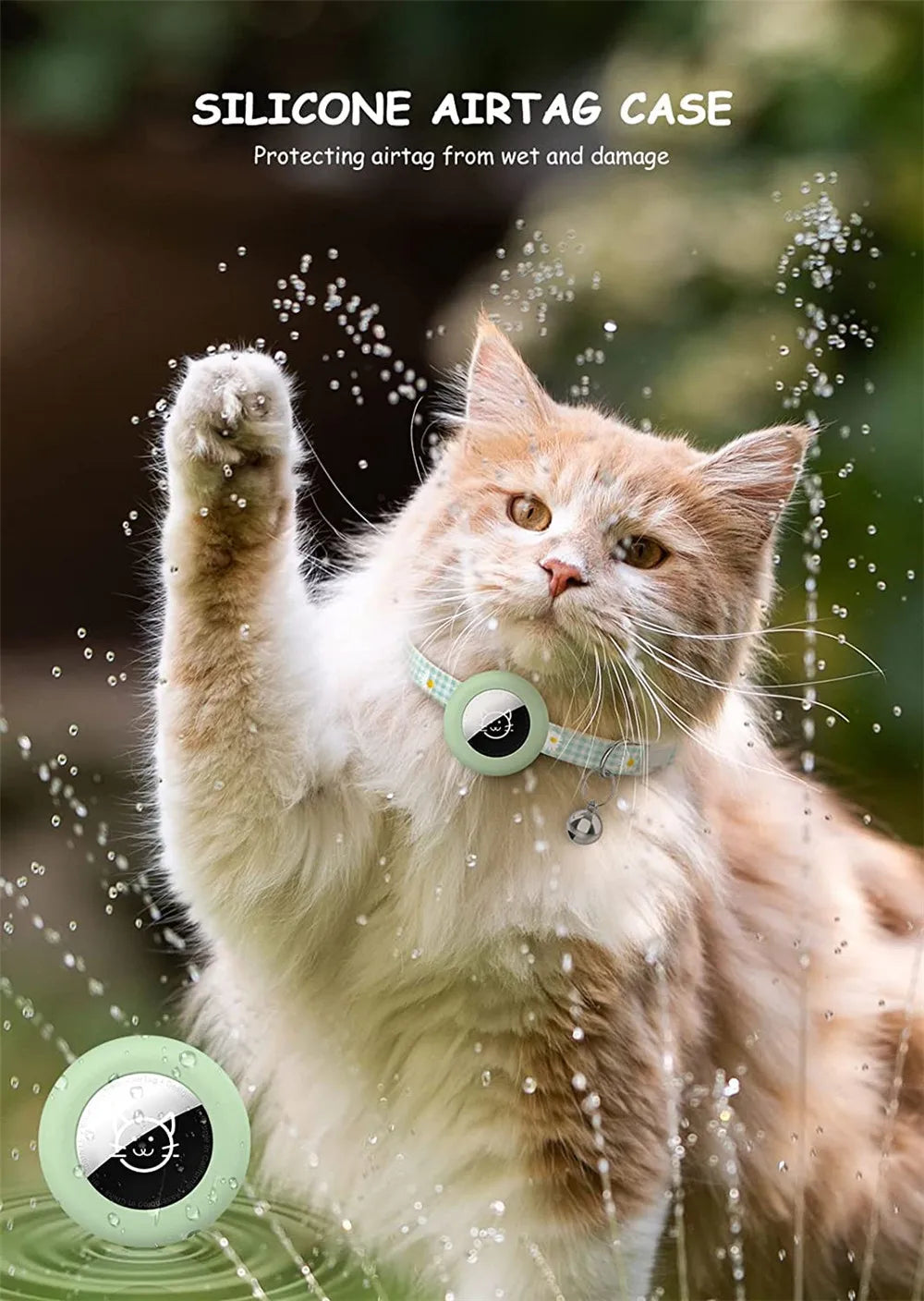 Collier de chat à dégagement rapide avec support AirTag et clochette