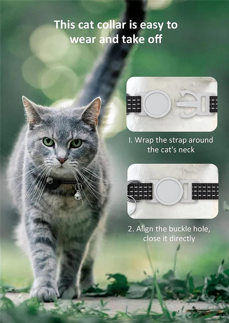 Support de collier pour animaux de compagnie avec design réfléchissant - Étui AirTag en silicone avec clochette