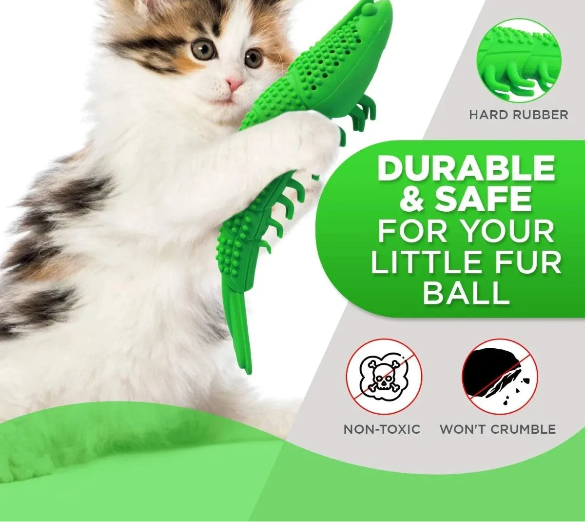 Interactive Cat Toothbrush Chew Toy - Durable Rubber Dental Care and Treat Dispenser