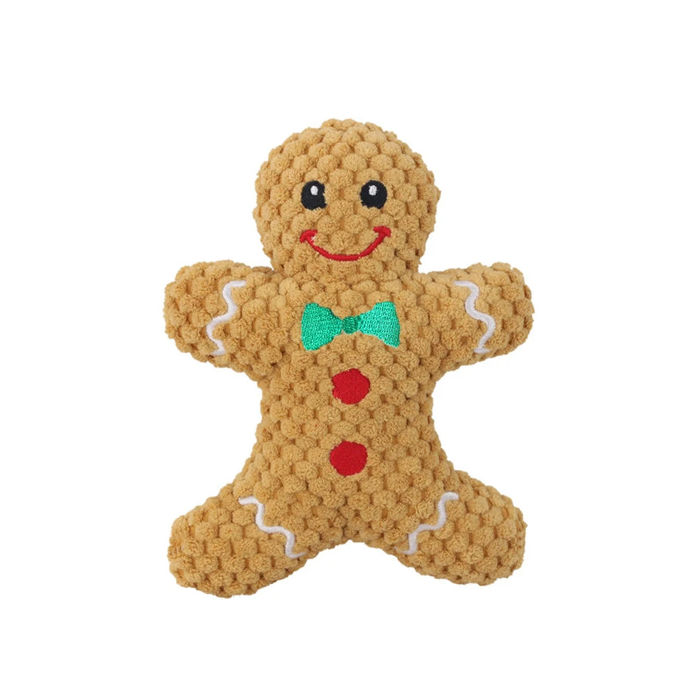 Christmas Plush Squeaky Toy for Dogs & Cats – Santa, Deer & Gingerbread