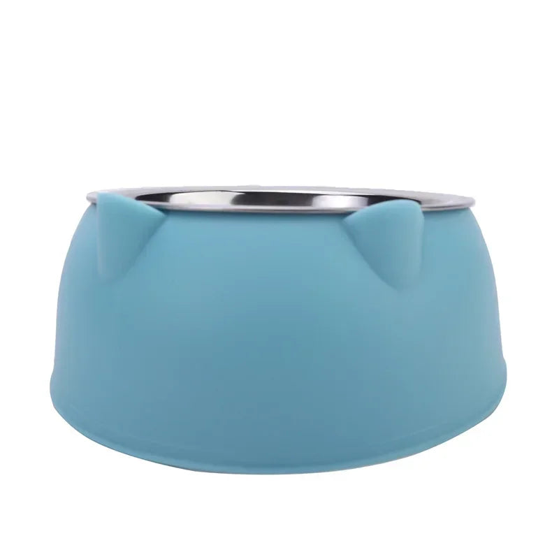 Cat Ear Stainless Steel Pet Bowl with Non-Slip Base