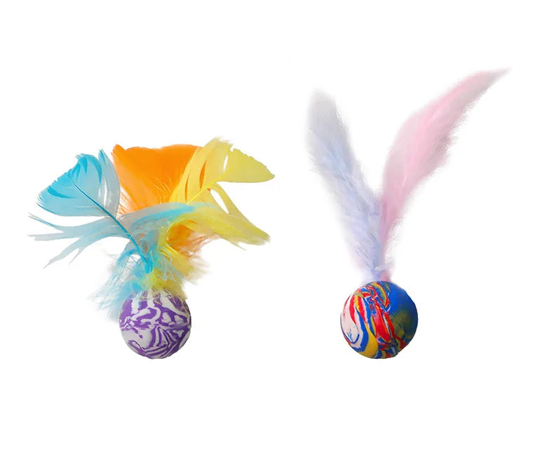 Interactive Feather Ball Cat Toy Set