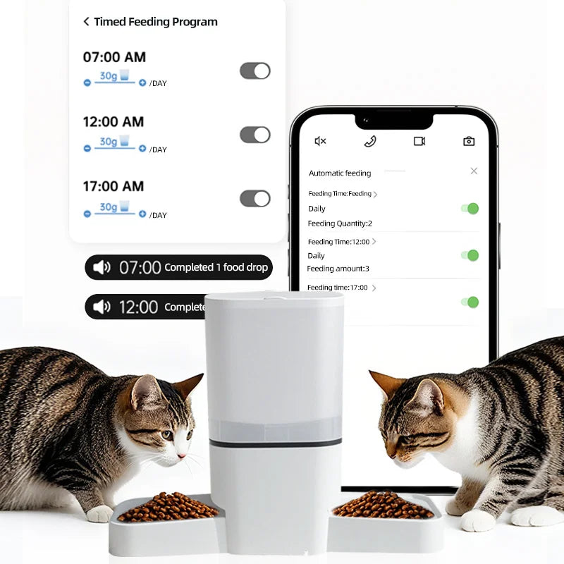 6L WiFi Automatic Pet Feeder — Dual Bowl Smart Food Dispenser for 2 Cats or Dogs