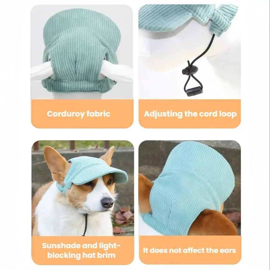 Pet Baseball Cap with Ear Holes | Adjustable Summer Sport Hat for Dogs & Cats