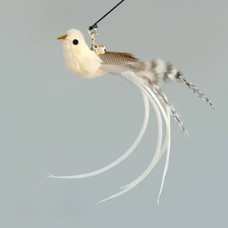 Interactive Feather Wand Cat Toy with Bell