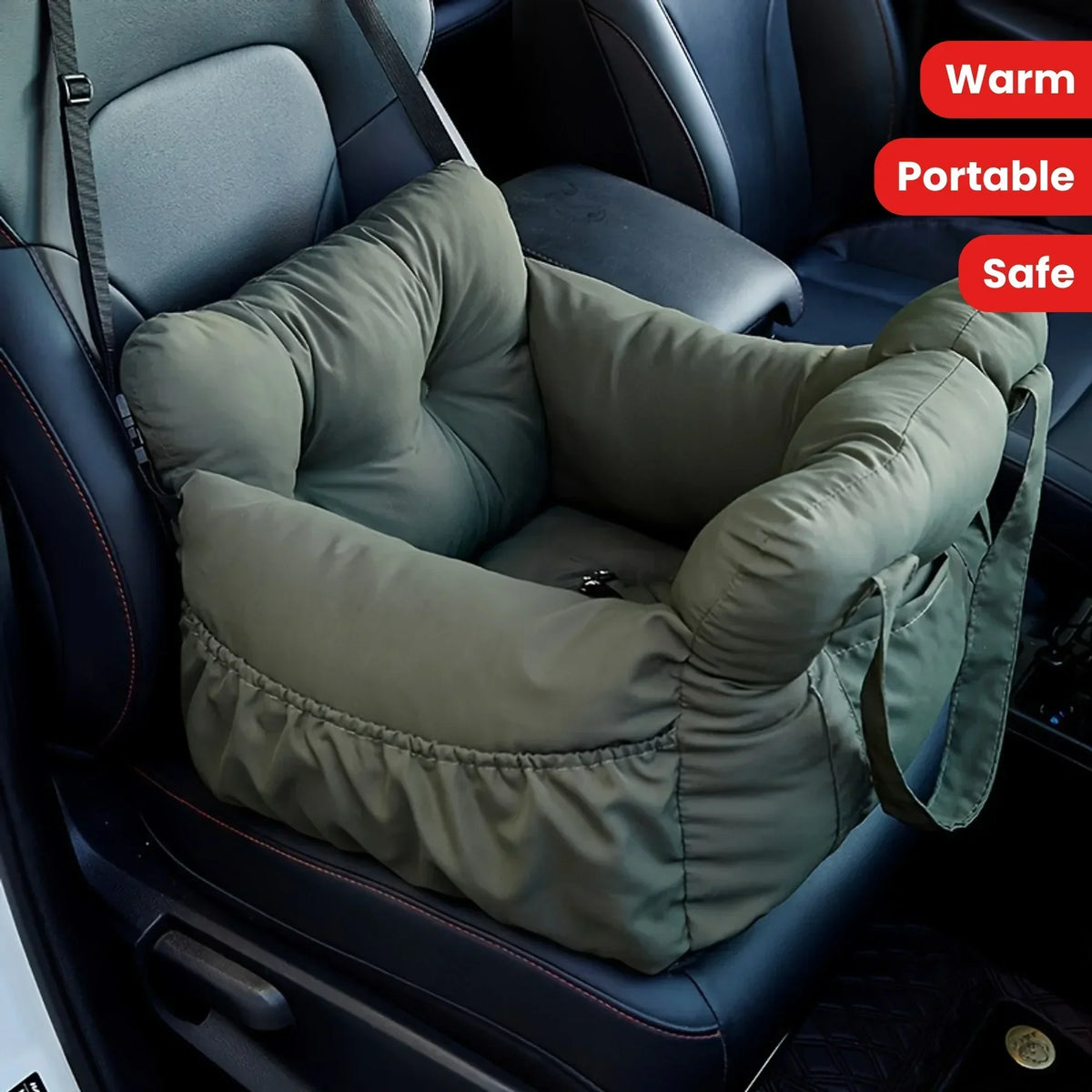 Dog Car Seat with Safety Belt & Non-Slip Base