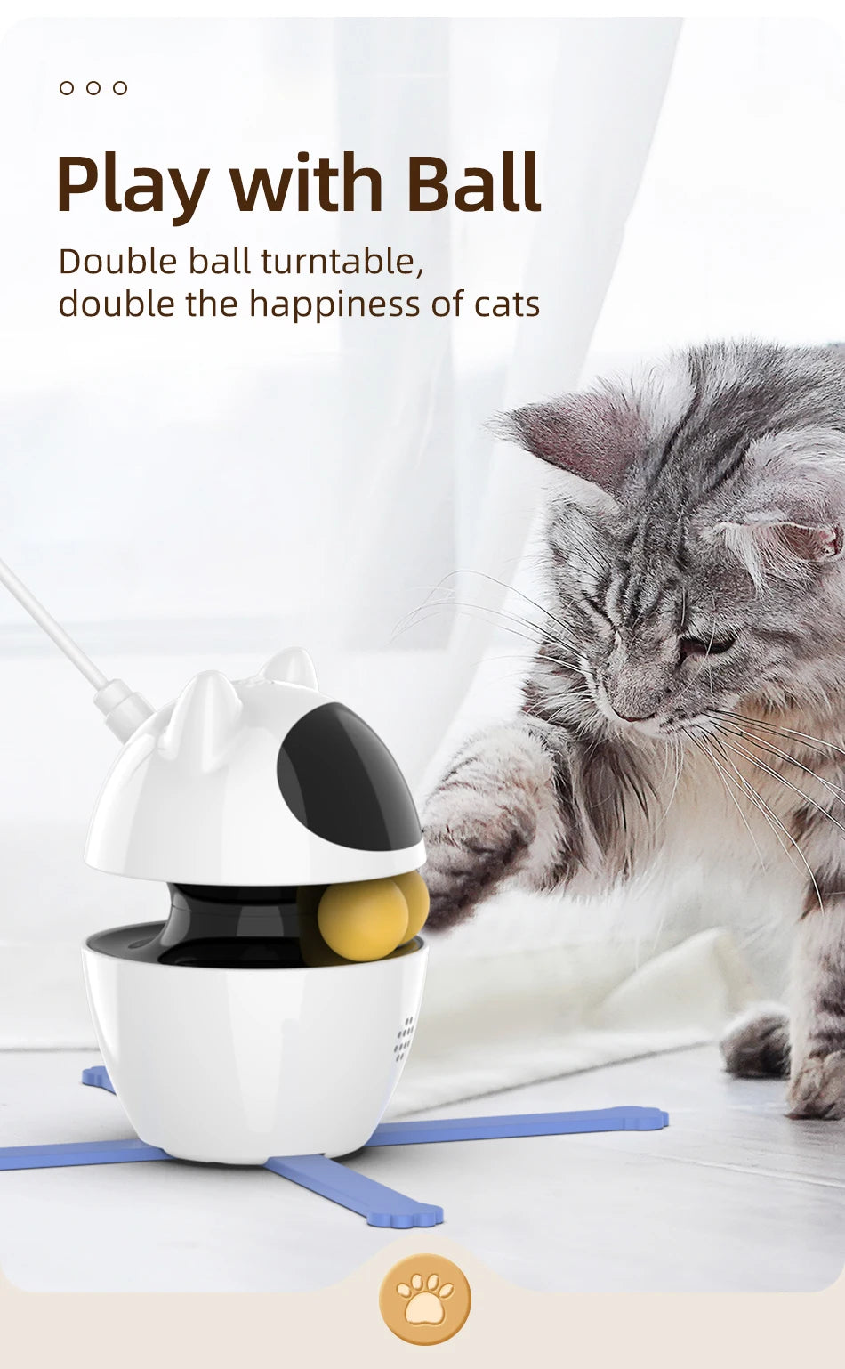 3-in-1 Smart Cat Toy with 360° Laser & 3 Replacement Feather Teasers