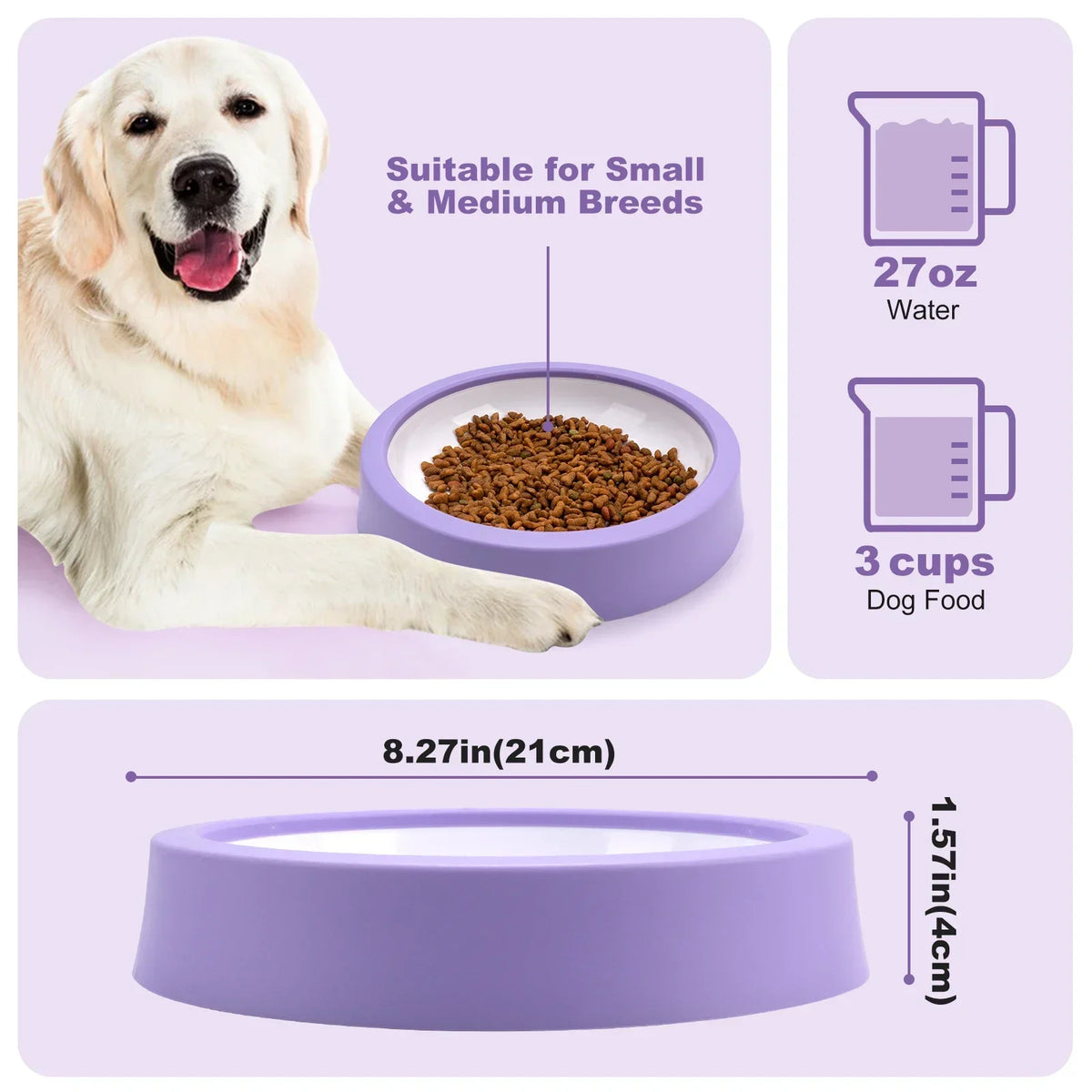 Dog Slow Feeder Bowl with Anti-Slip Pads