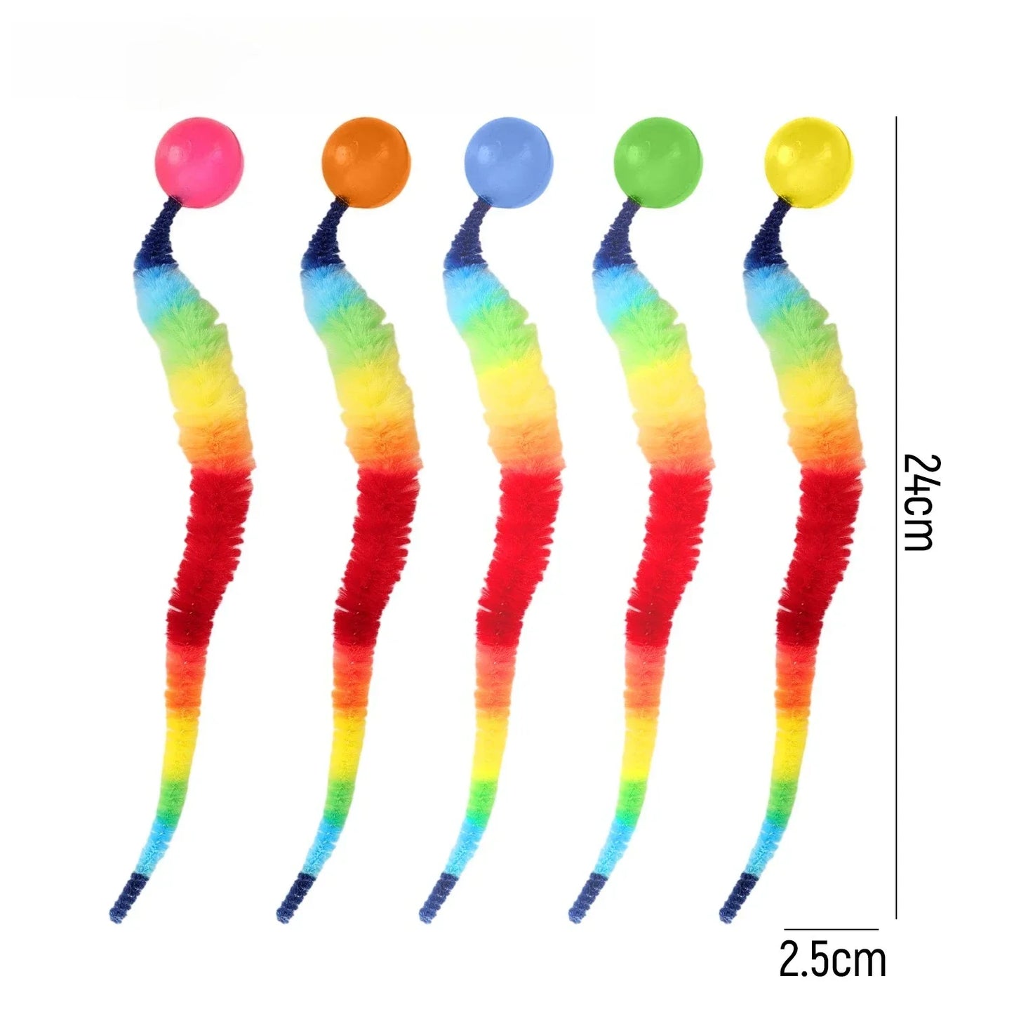 Interactive Glow & Bounce Cat Toy Set – Caterpillar, Balls & Teaser