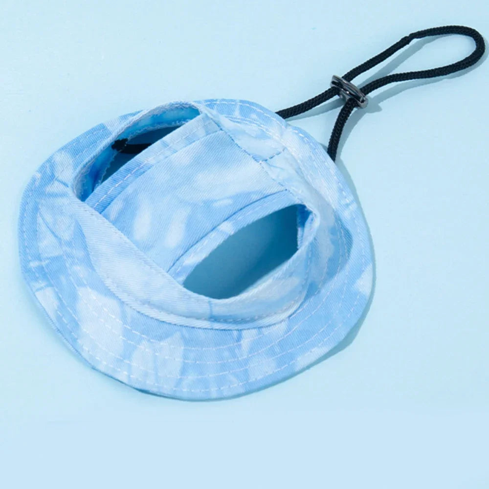 Adjustable Cotton Baseball Cap for Dogs & Cats – Ear Hole Sun Hat for Small & Medium Pets