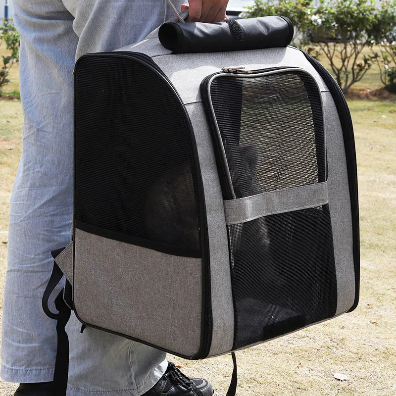 Foldable Breathable Pet Carrier Backpack – Shoulder Bag for Cats & Small Dogs