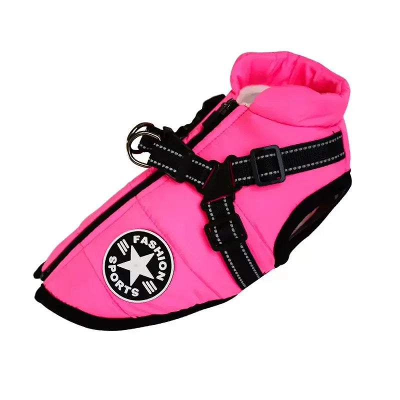 Waterproof Fleece Dog Jacket with Harness