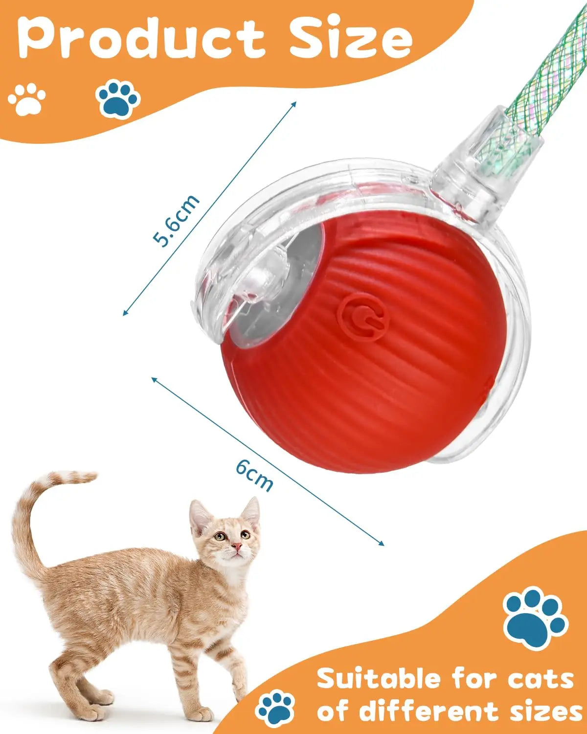Balle interactive pour chat - Balle roulante automatique avec queue - Soins pour animaux plus intelligents