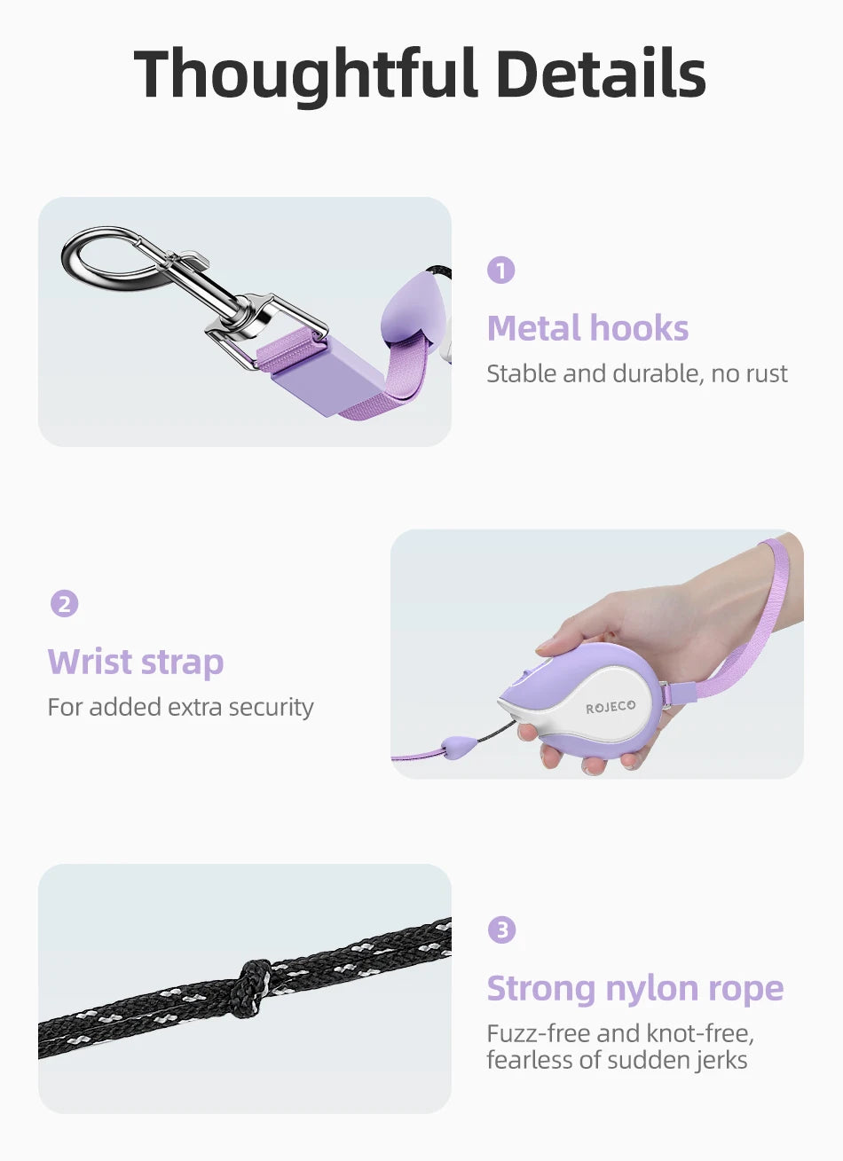 Mini Retractable Dog Leash - 3M Extendable Lead for Small to Medium Dogs