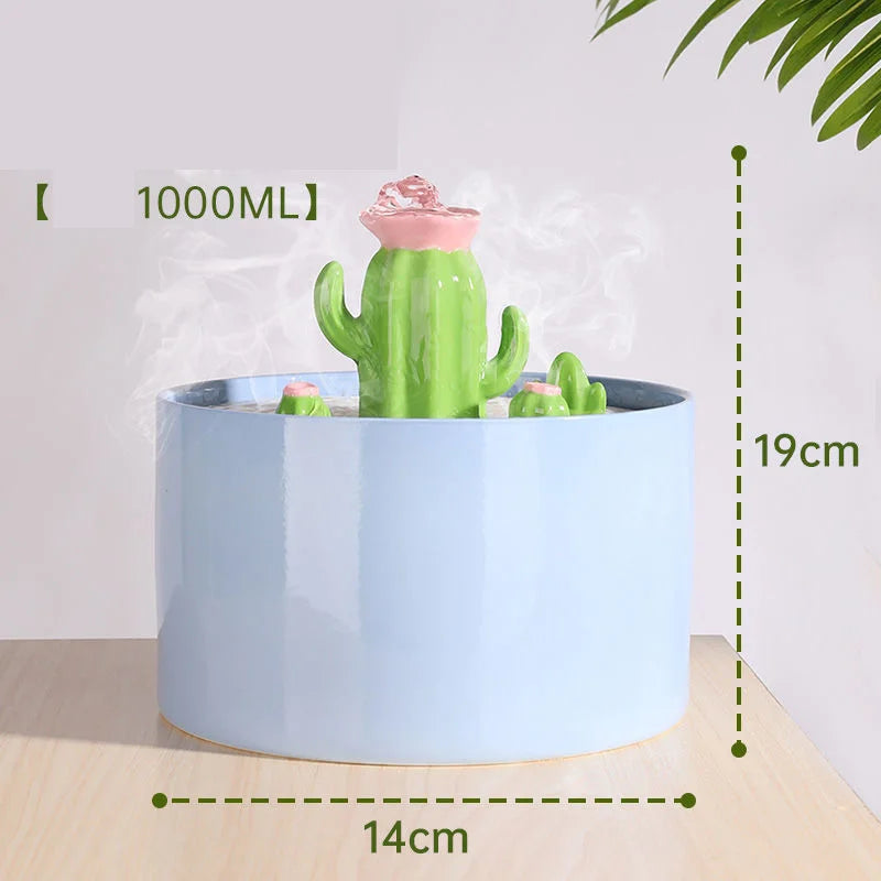 Ceramic Automatic Cat Water Fountain – Silent Circulating Flow with Replaceable Filter