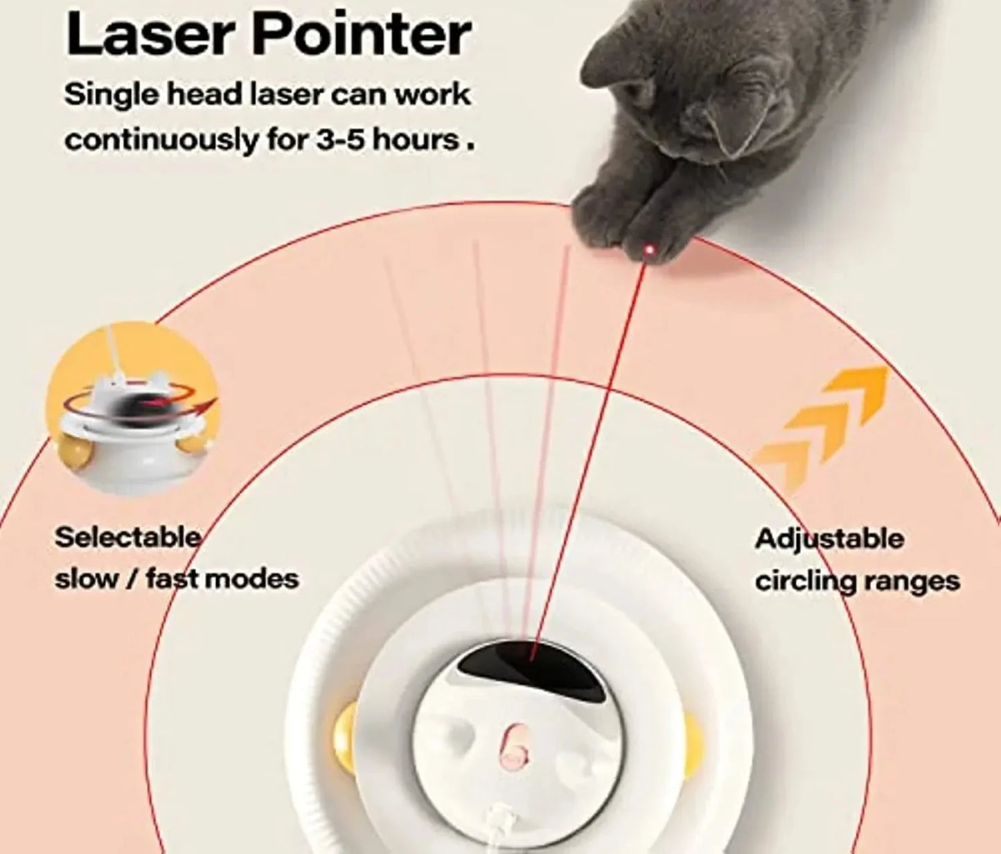 Jouet interactif pour chat 4 en 1, rechargeable par USB, avec plumeau et balle