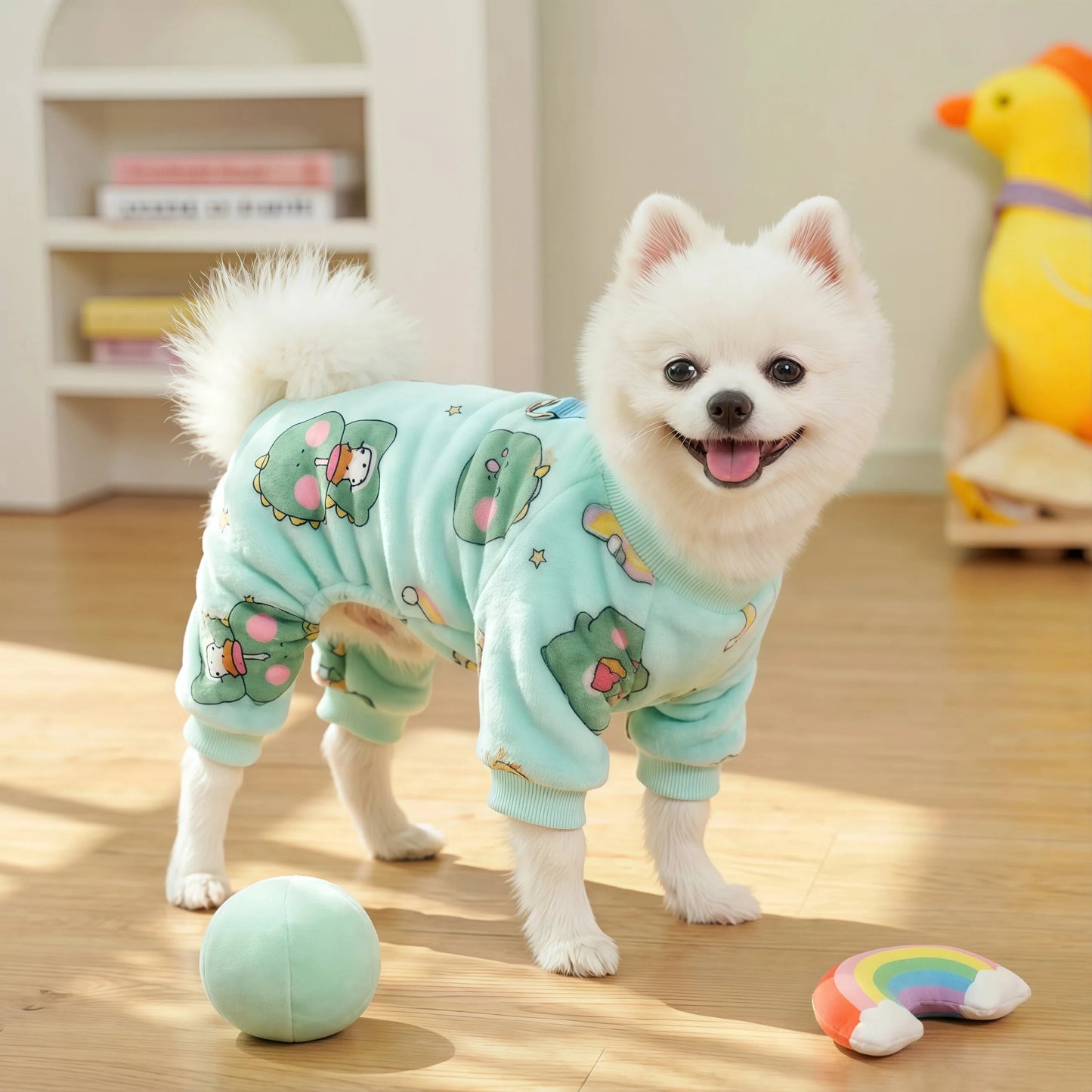 Fleece Dog & Cat Jumpsuit with Leash Ring | Soft Warm Autumn Winter Coat for Puppies to Large Dogs
