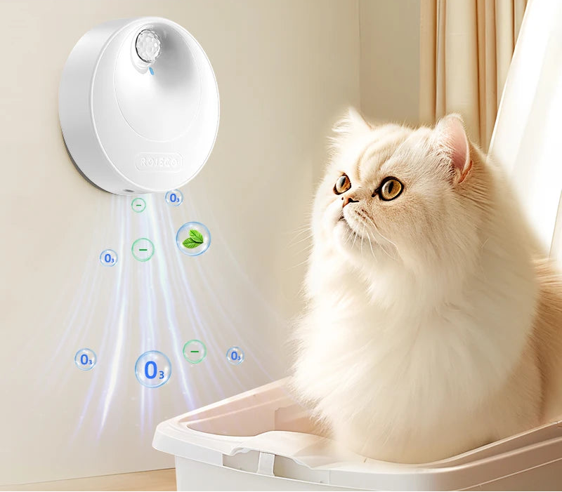 Smart Cat Litter Deodoriser — 4000mAh Automatic Odour Purifier for Litter Boxes