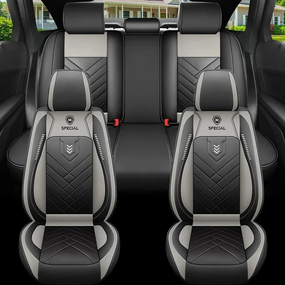 Full Leather Car Seat Cover — All-Season Universal Fit for Driver & Passenger
