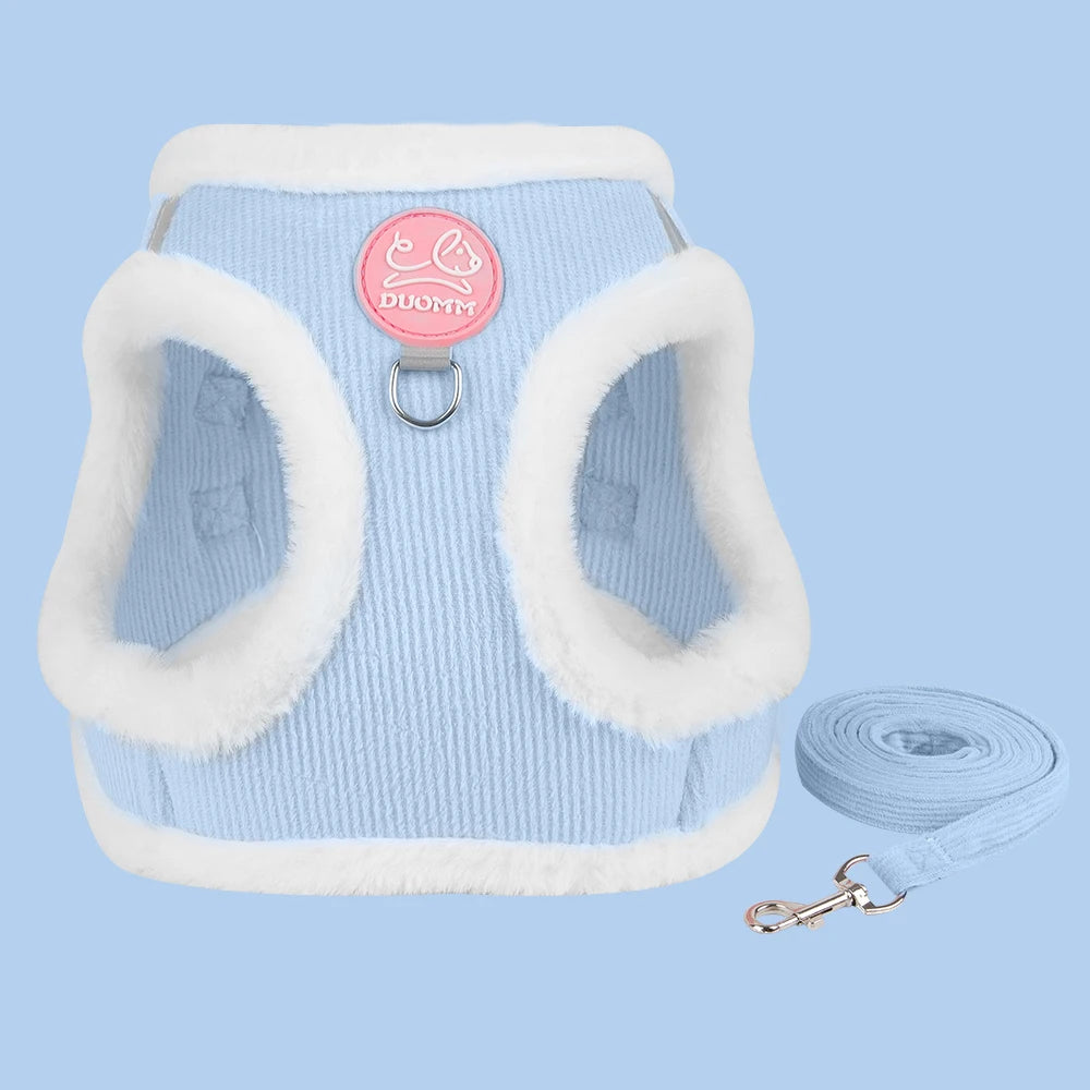 Rabbit Fur Harness & Leash Set for Cats & Small Dogs