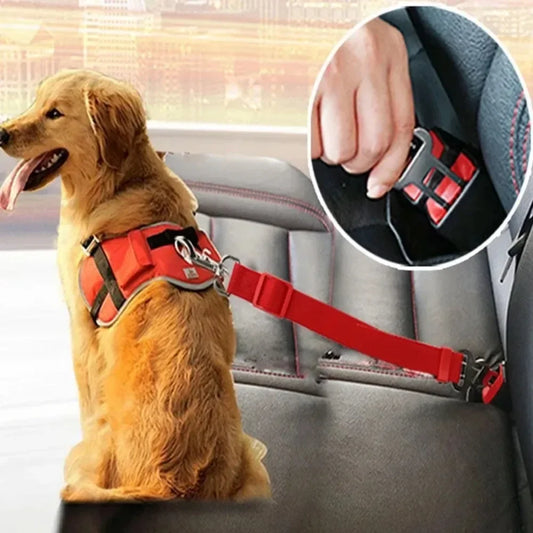 Dog Car Seat Belt - Adjustable Safety Harness Clip for Vehicle Travel