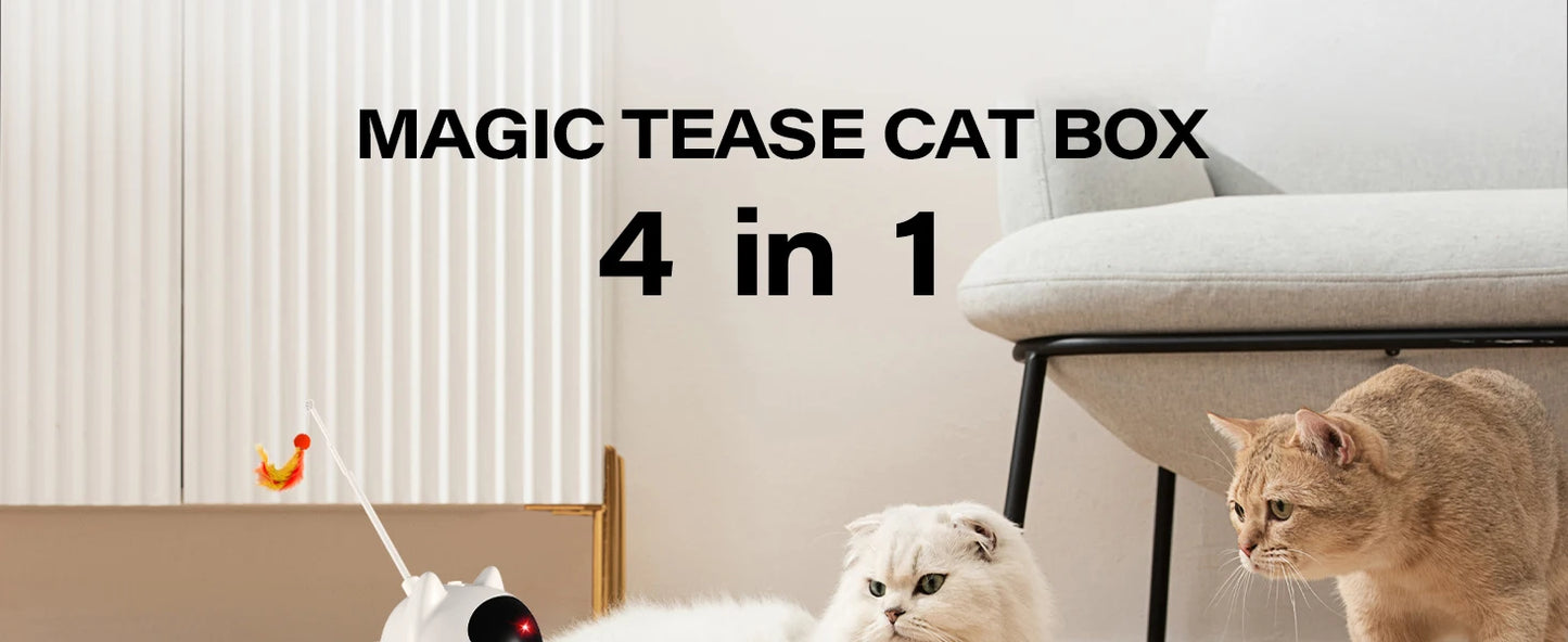 Jouet interactif pour chat 4 en 1, rechargeable par USB, avec plumeau et balle