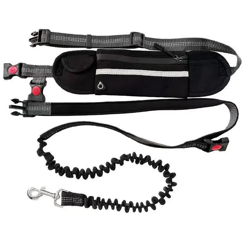 Hands-Free Running Dog Leash Set with Waist Bag & Reflective Belt