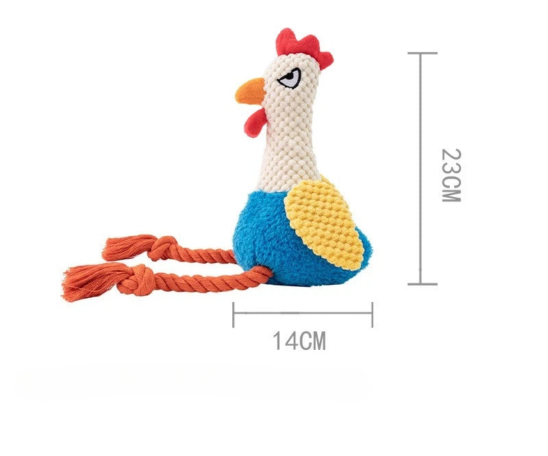 Plush Rooster Rope Dog Toy - Braided Cotton Chew Toy