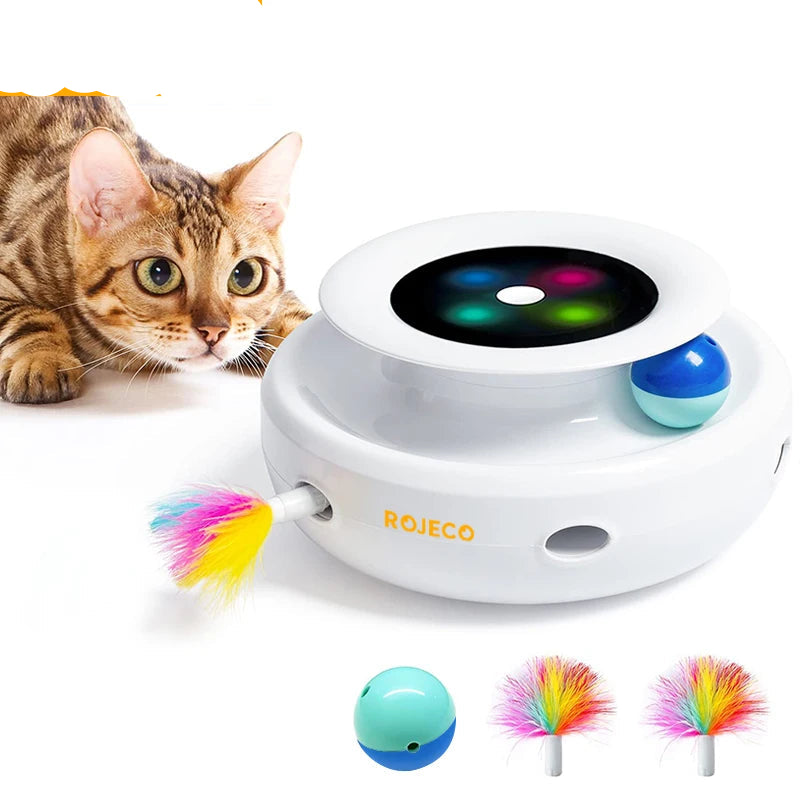 2-in-1 Rechargeable Rolling Ball & Feather Duster Cat Toy