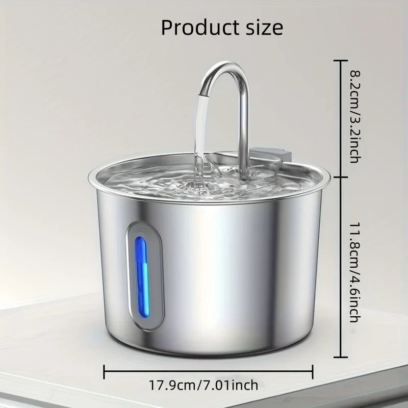 2.2L Stainless Steel Automatic Pet Water Dispenser with Water Level Window