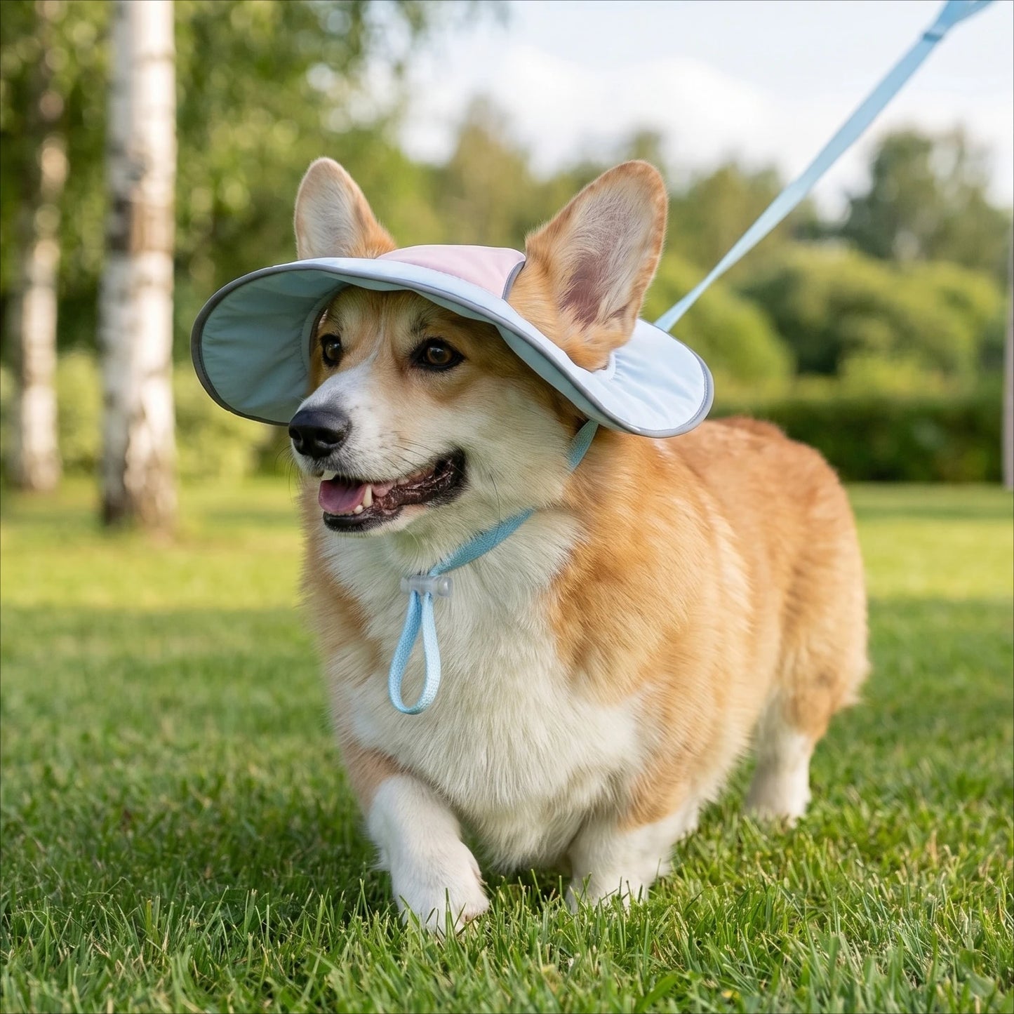 Reflective Wide Brim Bucket Sun Hat with Ear Holes for Dogs & Cats