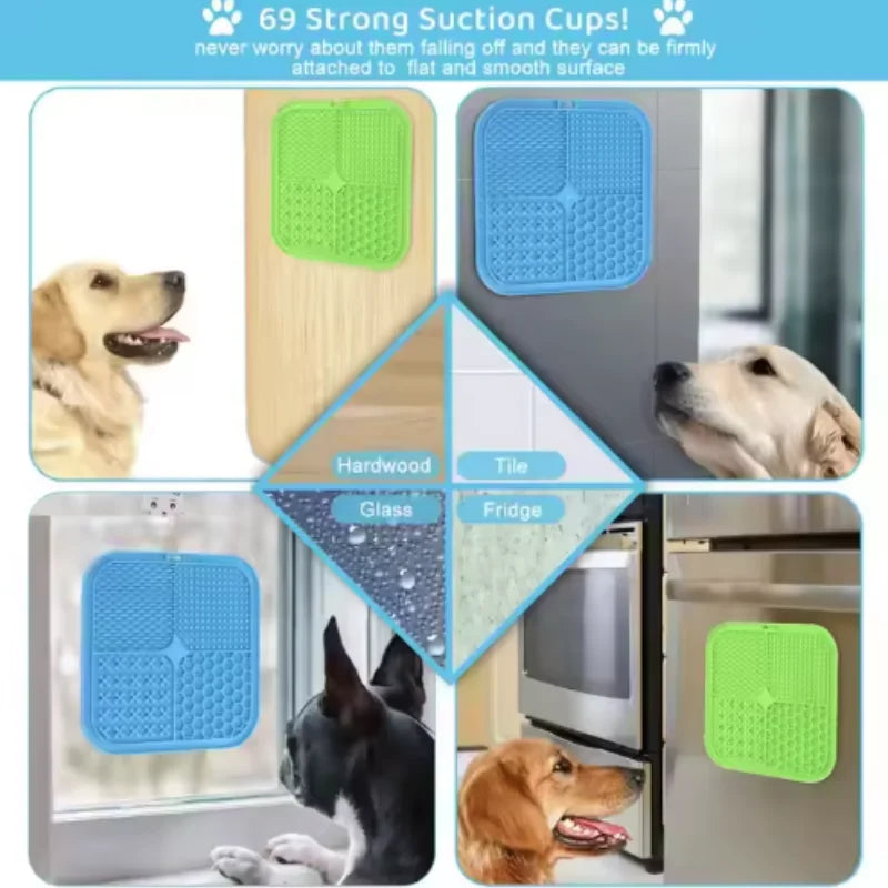 Silicone Lick Mat with Suction Cup for Dogs – Bath Distraction & Slow Feeding