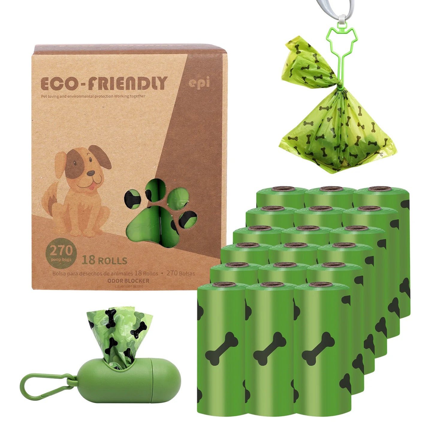 Biodegradable Dog Poop Bags with Dispenser