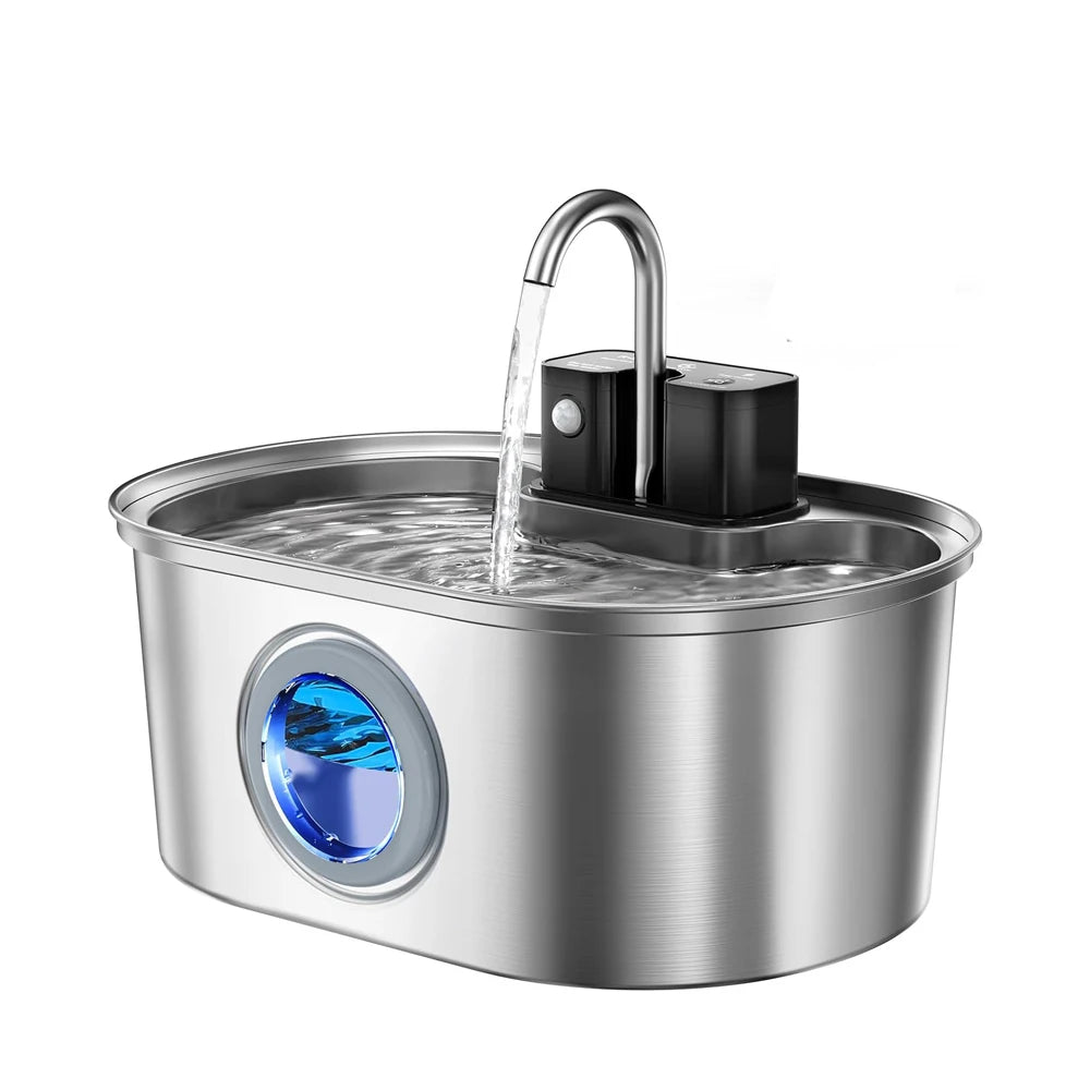 3.2L Wireless Stainless Steel Pet Water Feeder Auto Cat Fountain faucet Smart Dog Water Dispenser Visual Window Drinking Bowl