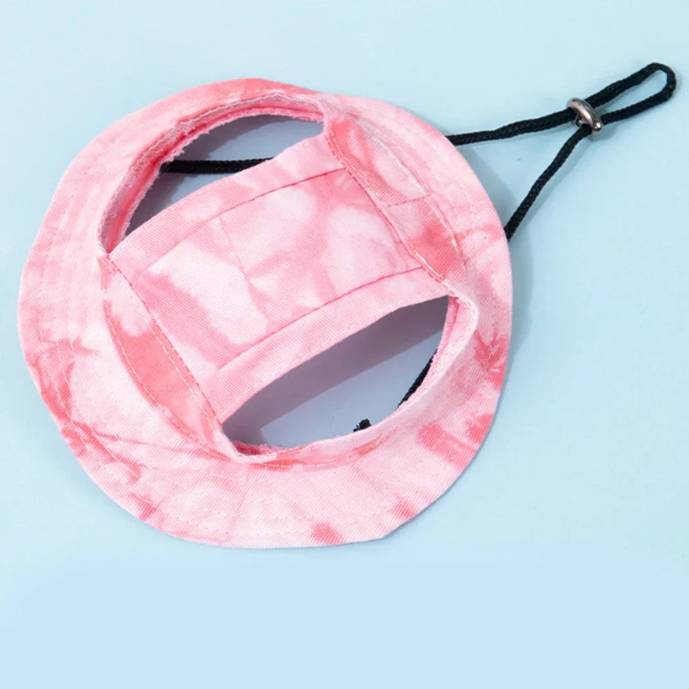 Adjustable Cotton Baseball Cap for Dogs & Cats – Ear Hole Sun Hat for Small & Medium Pets