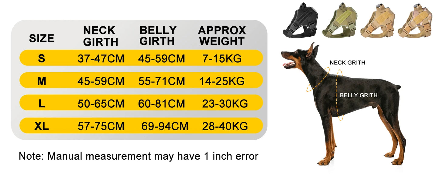 Tactical Dog Training Vest Harness – No-Escape Design