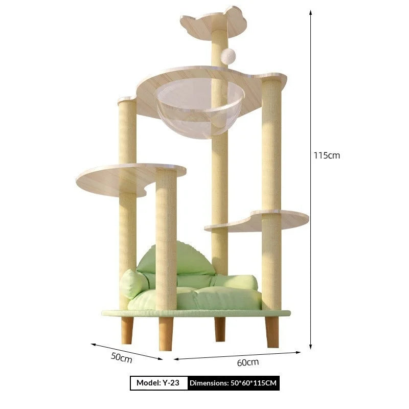 Wooden Cat Tree with Capsule House