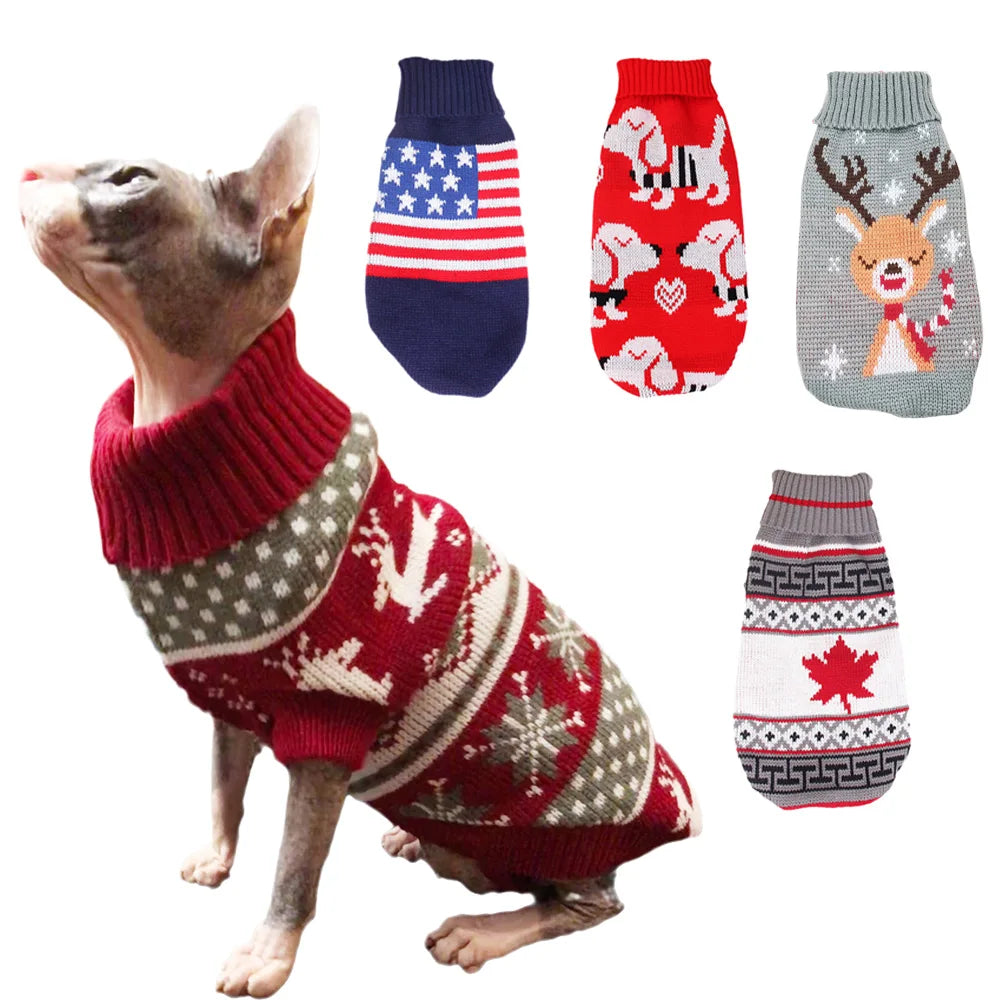 Animal Print Knit Sweater for Cats & Small Dogs
