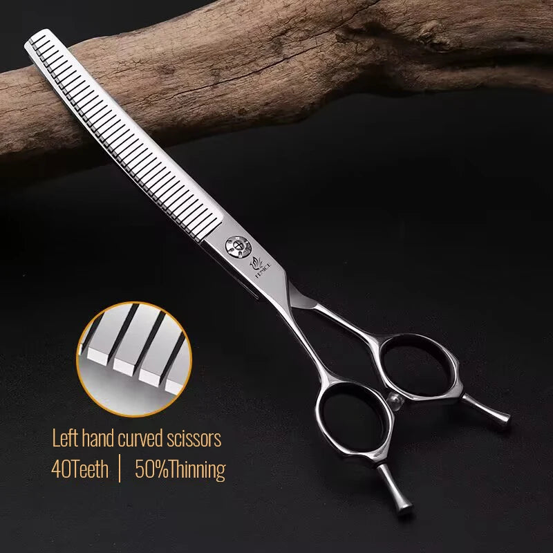Fenice 7" Professional Left-Handed Dog Grooming Scissors – JP 440C Stainless Steel