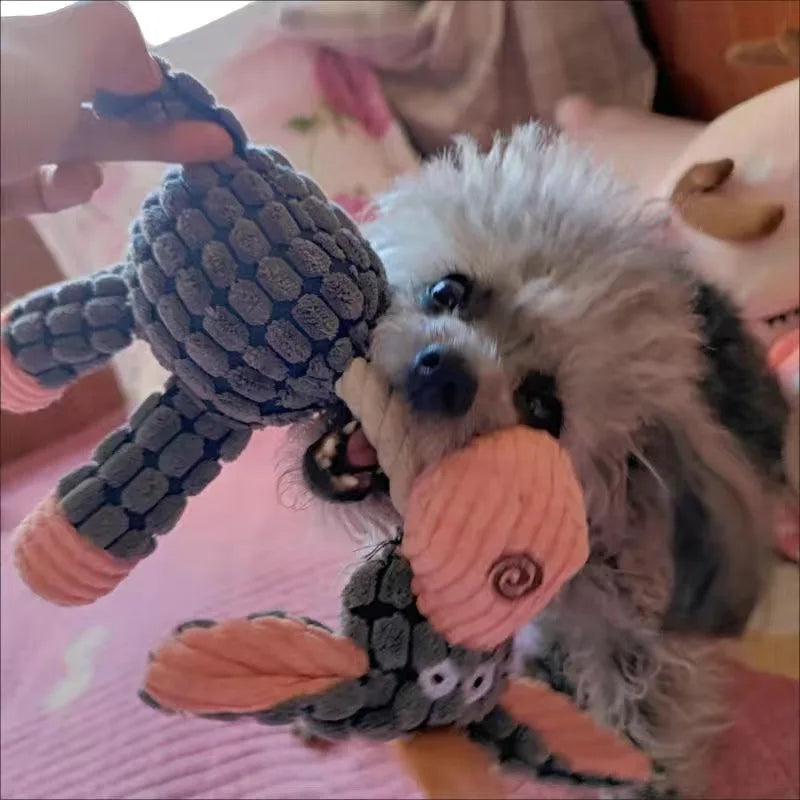 Animal Shaped Squeaky Fleece Chew Toy for Small Dogs