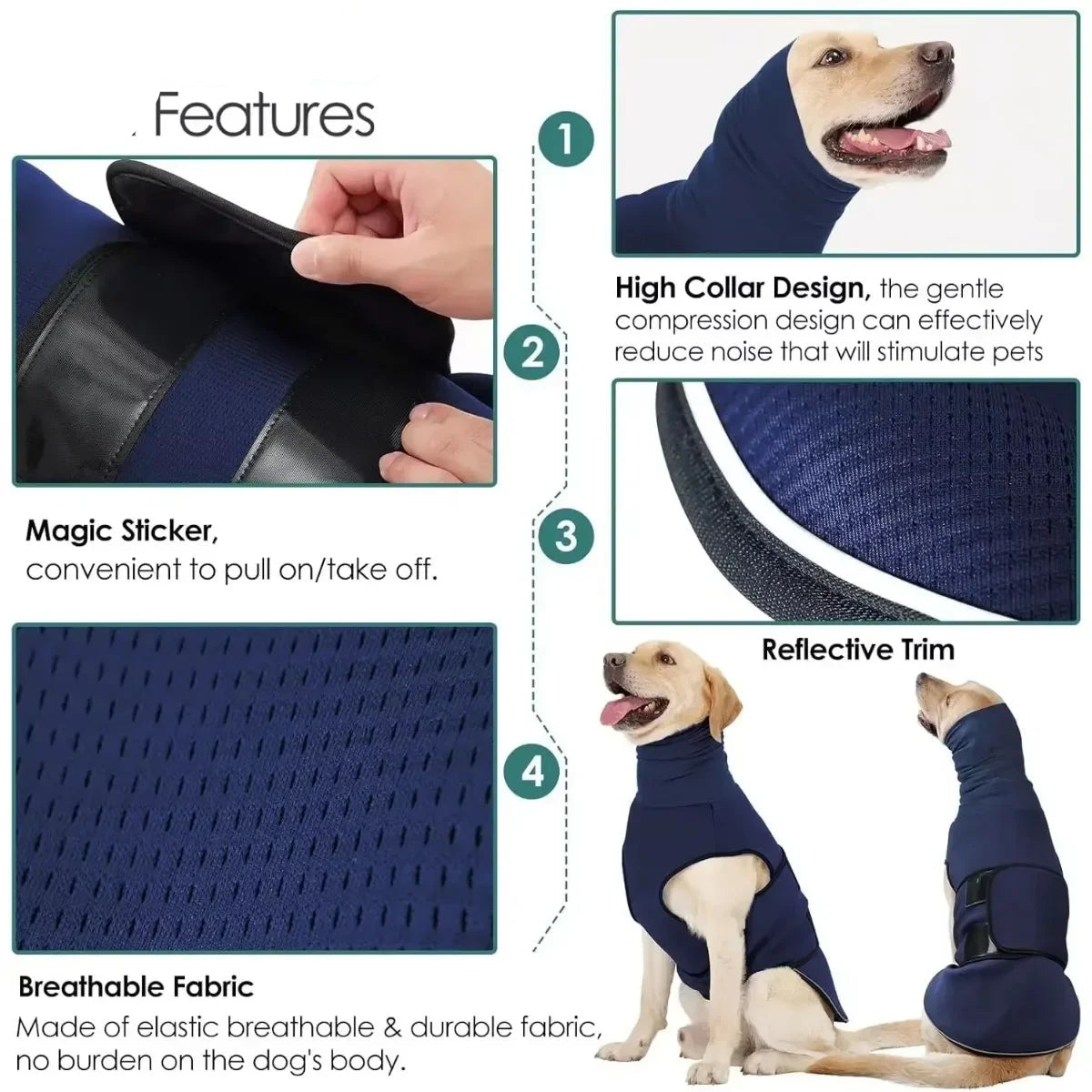 Gilet anti-anxiété pour chien avec capuche