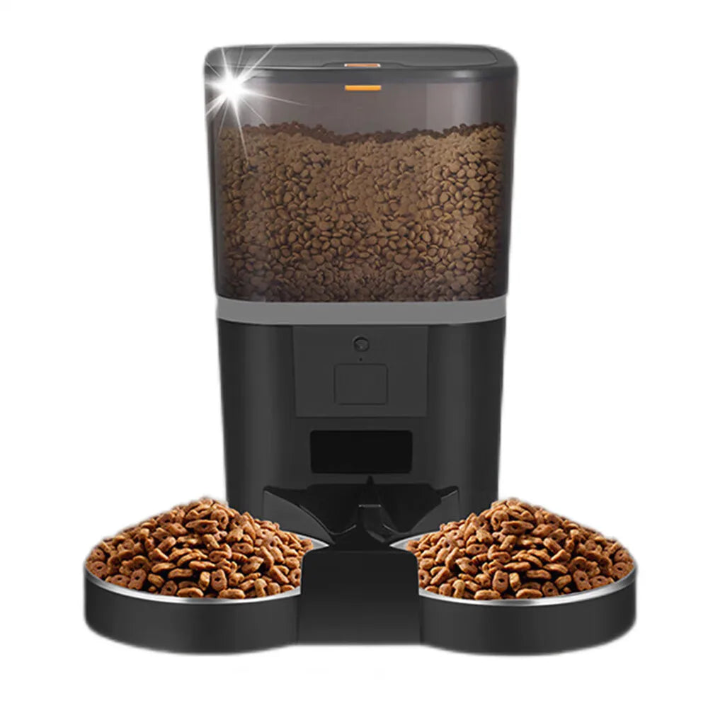 Distributeur automatique de nourriture pour animaux de compagnie Smart WiFi 4L - Double gamelle avec télécommande
