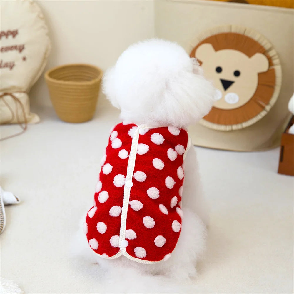 Fleece Dot Print Jacket Vest for Small Dogs & Cats
