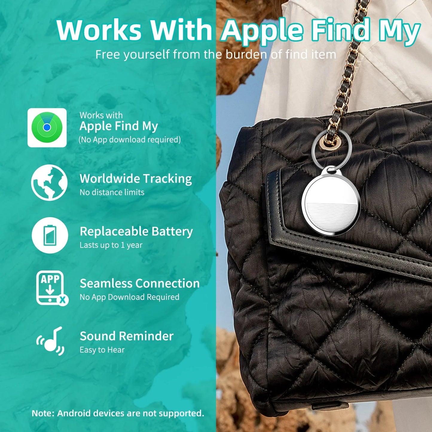 Apple Find My Tracker Tag — Waterproof, 1-Year Battery, Multi-Pack Options