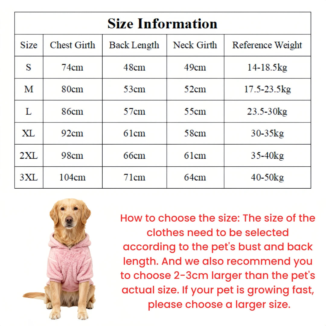 Plush Fleece Dog Hoodie | Soft Warm Winter Outdoor Coat for Medium & Large Dogs